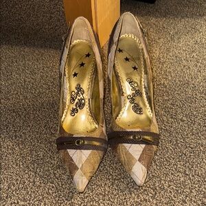Brown Plaid Women's Heels